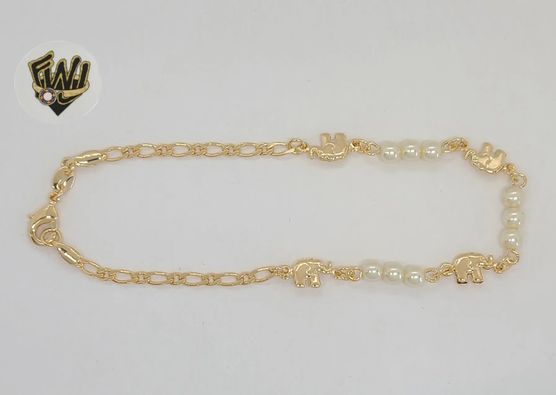 (1-0072) Gold Laminate - 3mm Mariner Link Elephants Anklet - 9.5 - BGF