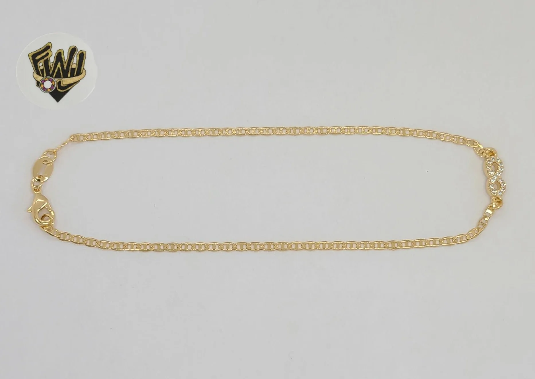 (1-0147) Gold Laminate - 2mm Mariner Link Infinity Anklet - 10 - BGF