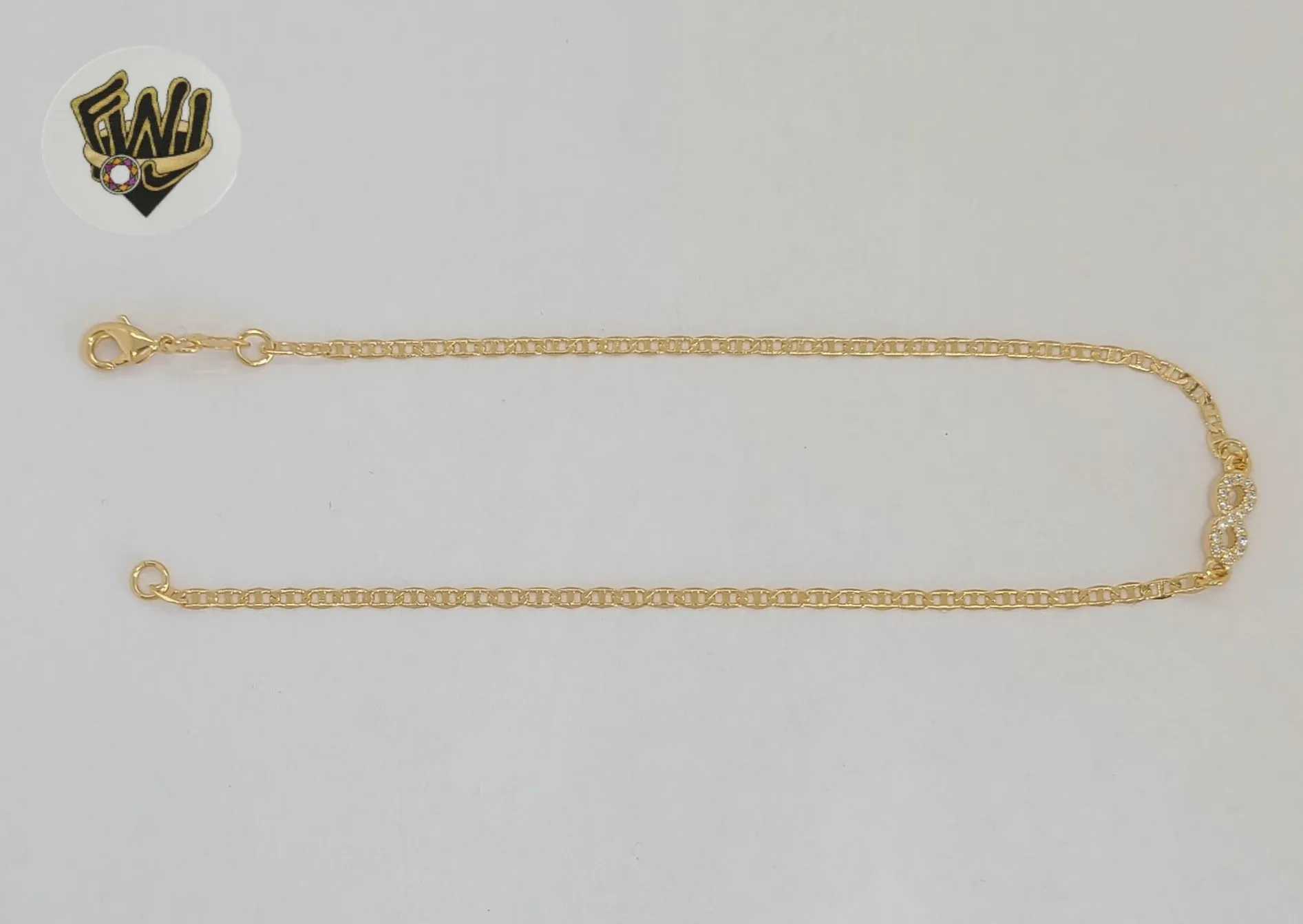 (1-0147) Gold Laminate - 2mm Mariner Link Infinity Anklet - 10 - BGF