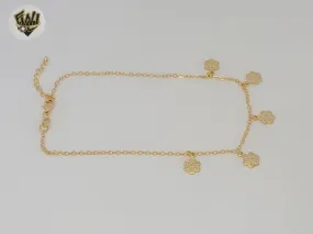 (1-0148) Gold Laminate - 1.5mm Link Charms Anklet - 9.5 - BGF