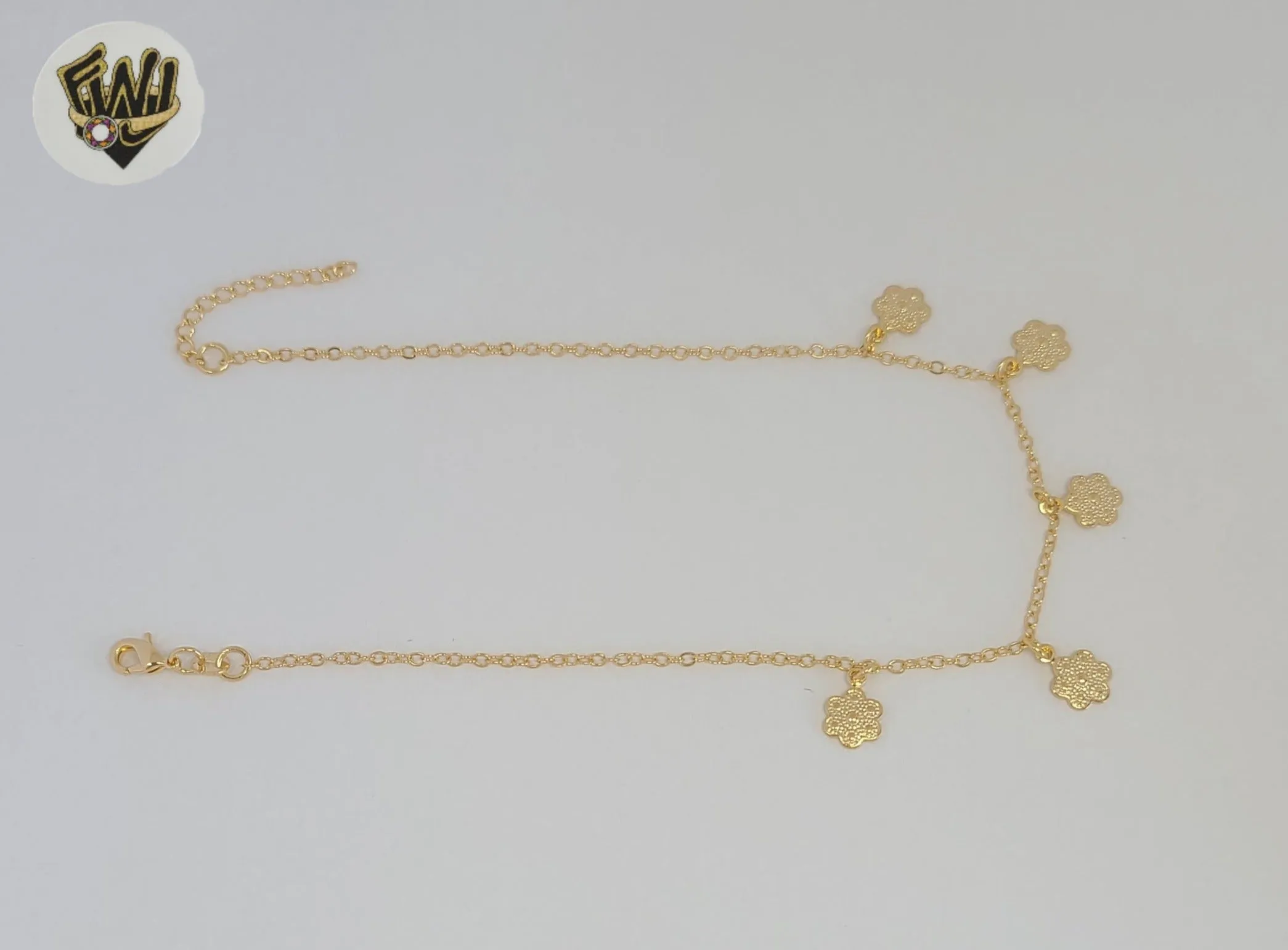 (1-0148) Gold Laminate - 1.5mm Link Charms Anklet - 9.5 - BGF