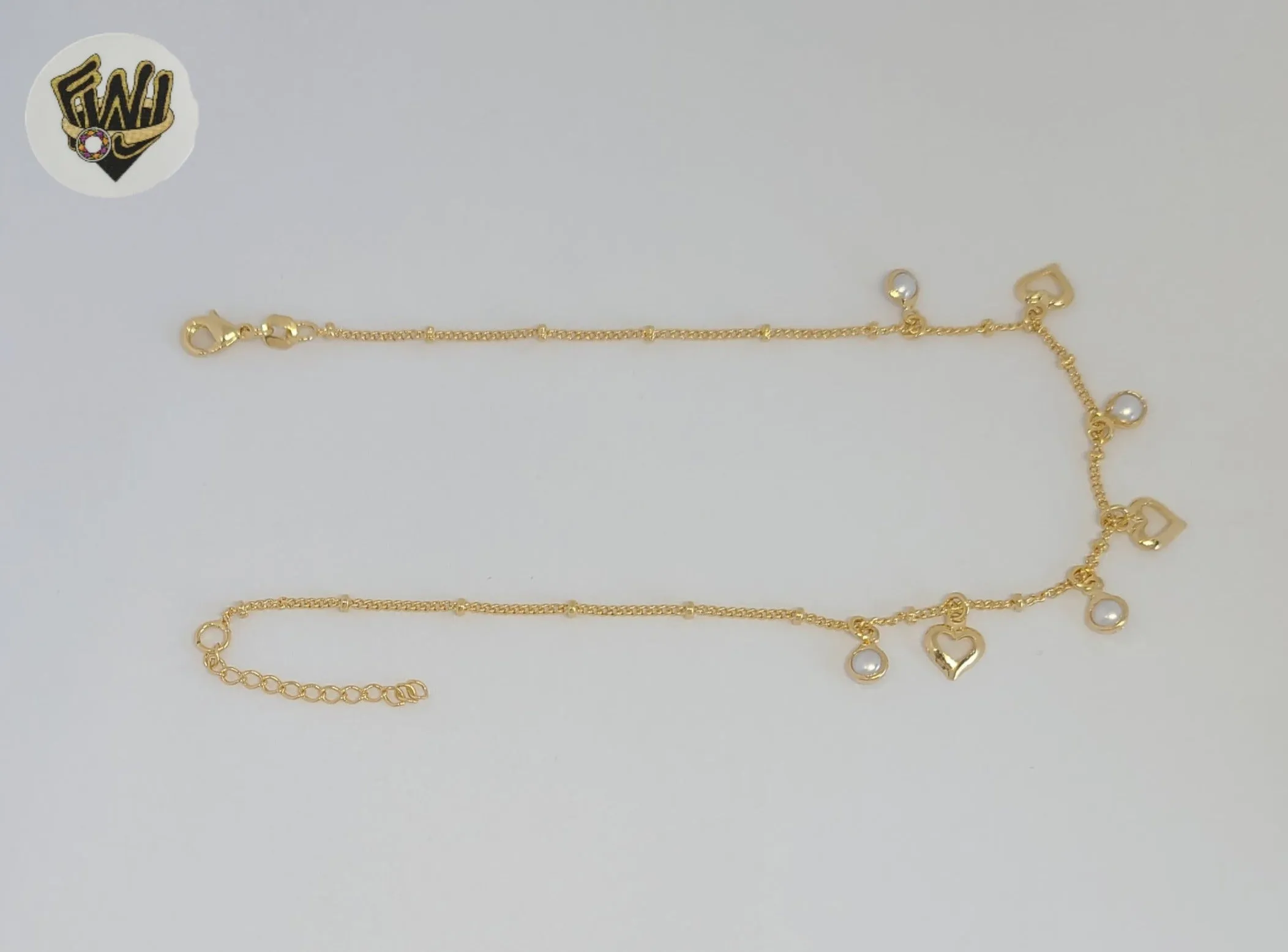 (1-0158) Gold Laminate - 1mm Link Charms Anklet - 10 - BGF