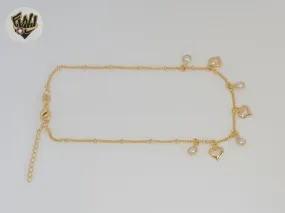 (1-0158) Gold Laminate - 1mm Link Charms Anklet - 10 - BGF