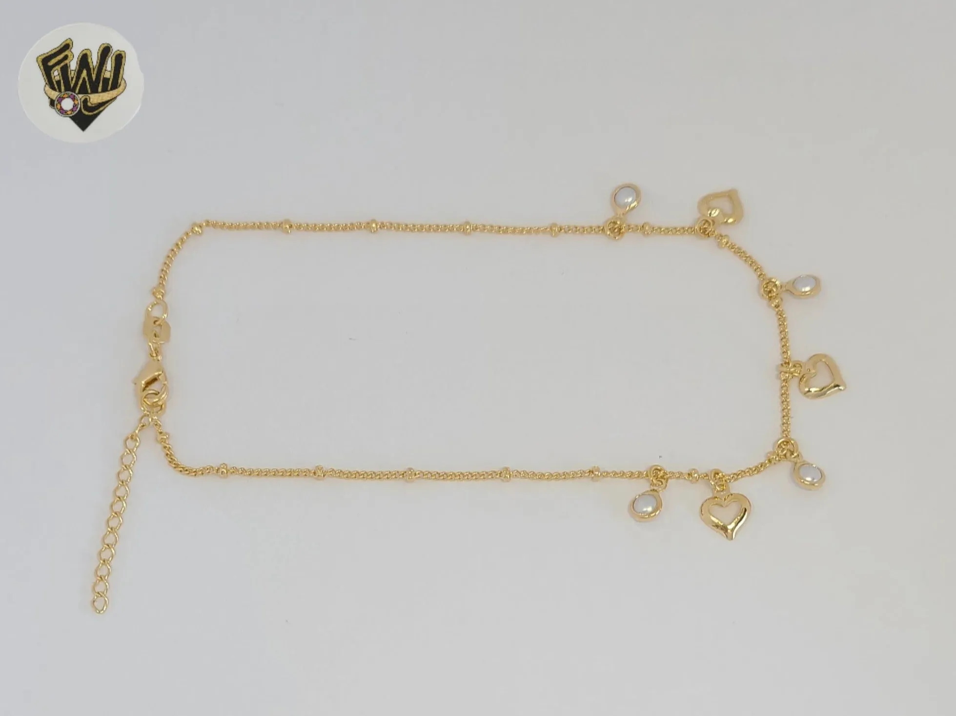 (1-0158) Gold Laminate - 1mm Link Charms Anklet - 10 - BGF