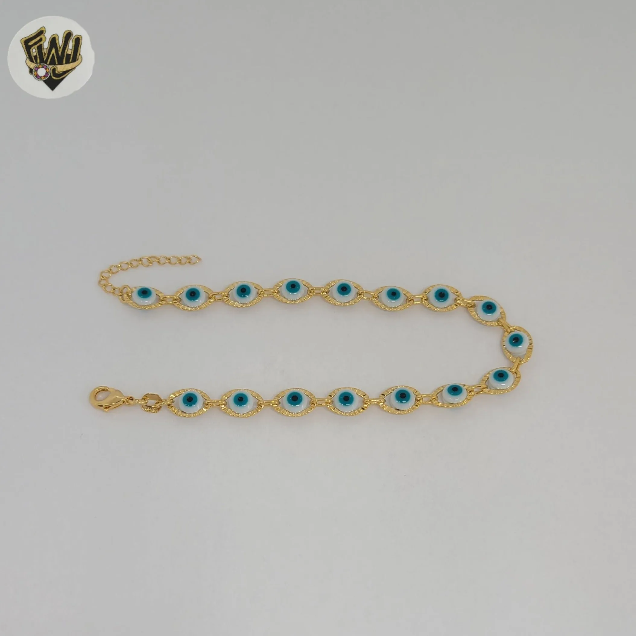 (1-0641) Gold Laminate - 6.5mm Evil Eye Bracelet - 7.5 - BGF