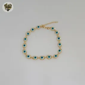 (1-0641) Gold Laminate - 6.5mm Evil Eye Bracelet - 7.5 - BGF