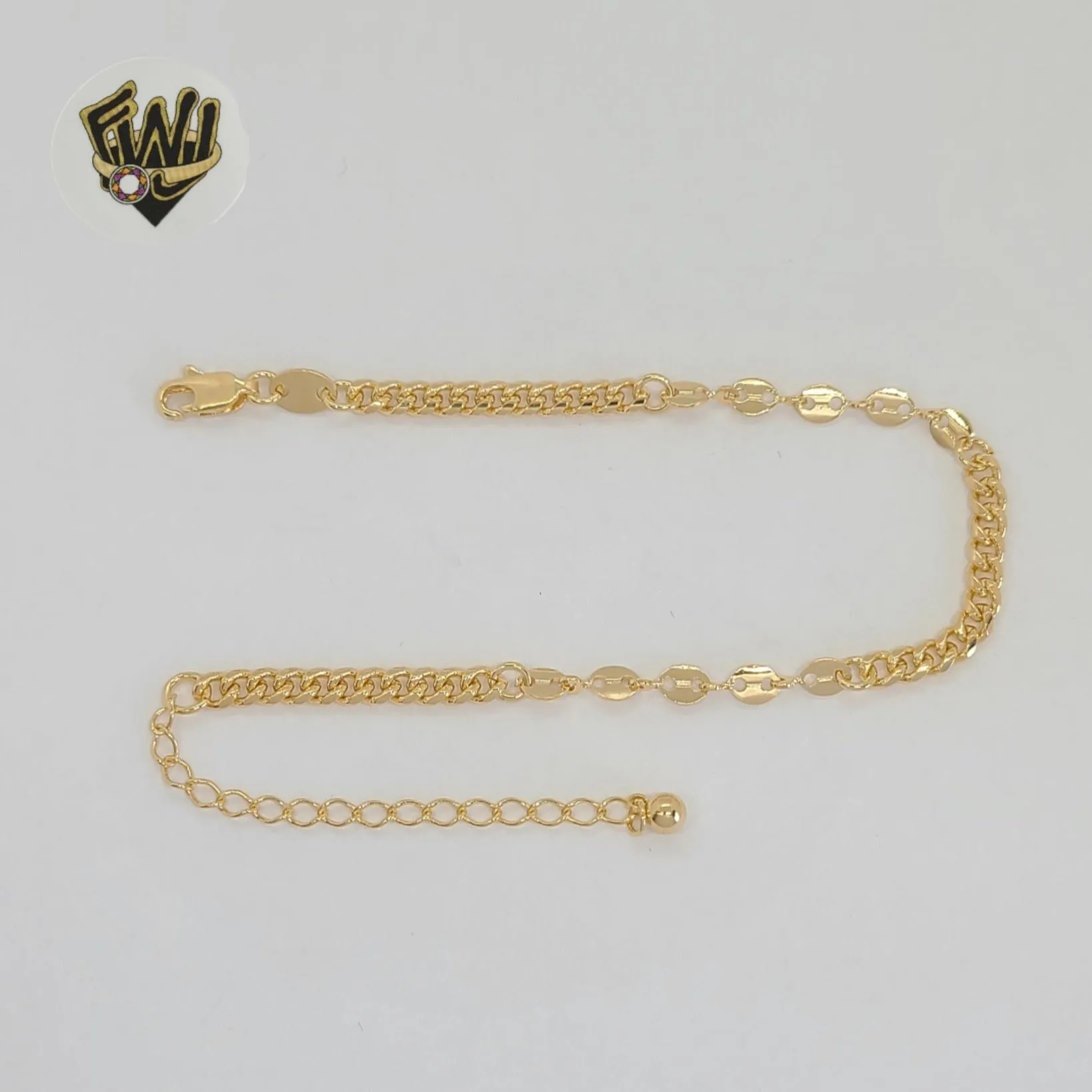 (1-0729) Gold Laminate - 4mm Curb Link Alternative Bracelet - 7 - BGF