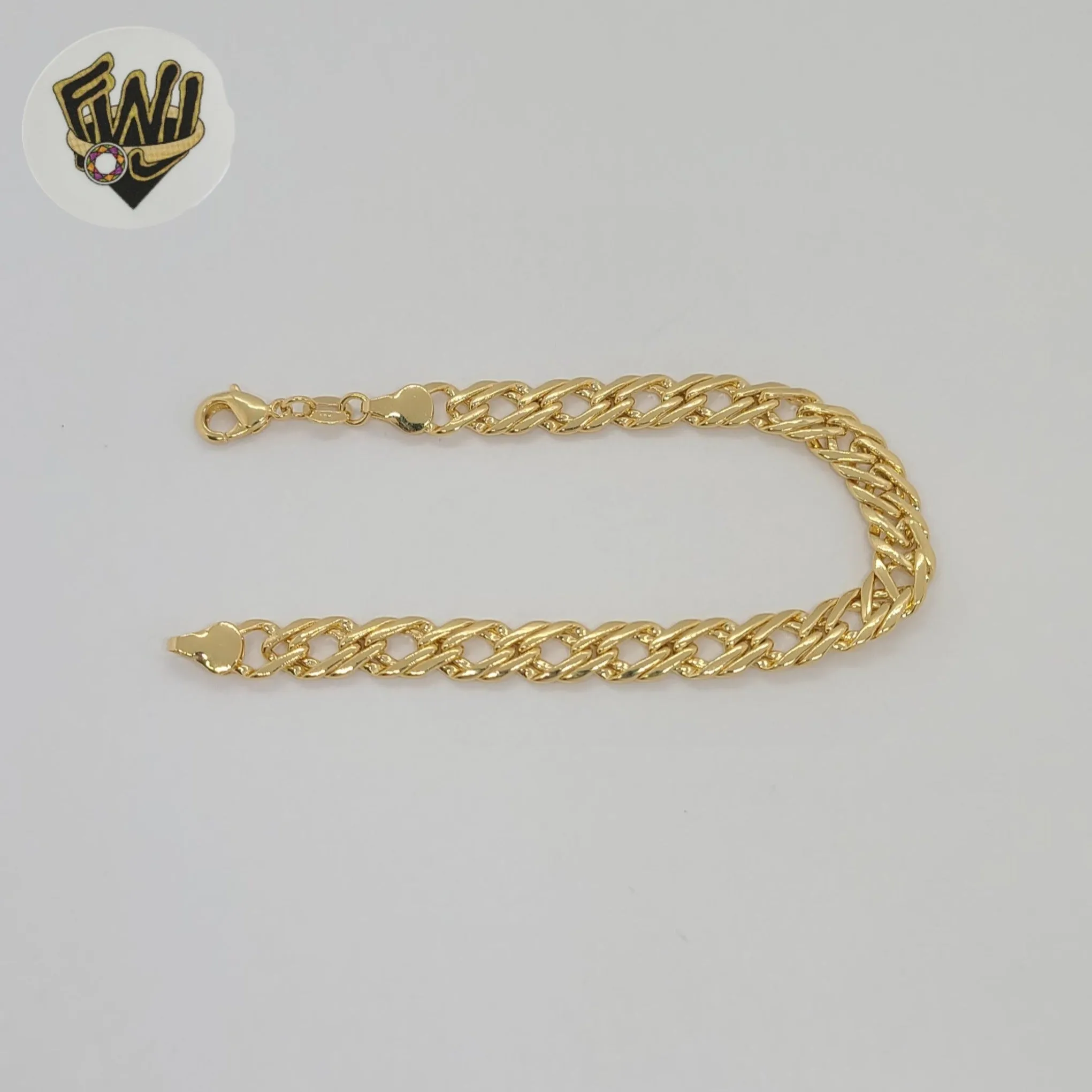 (1-0801) Gold Laminate - 8mm Double Curb Link Bracelet - BGF