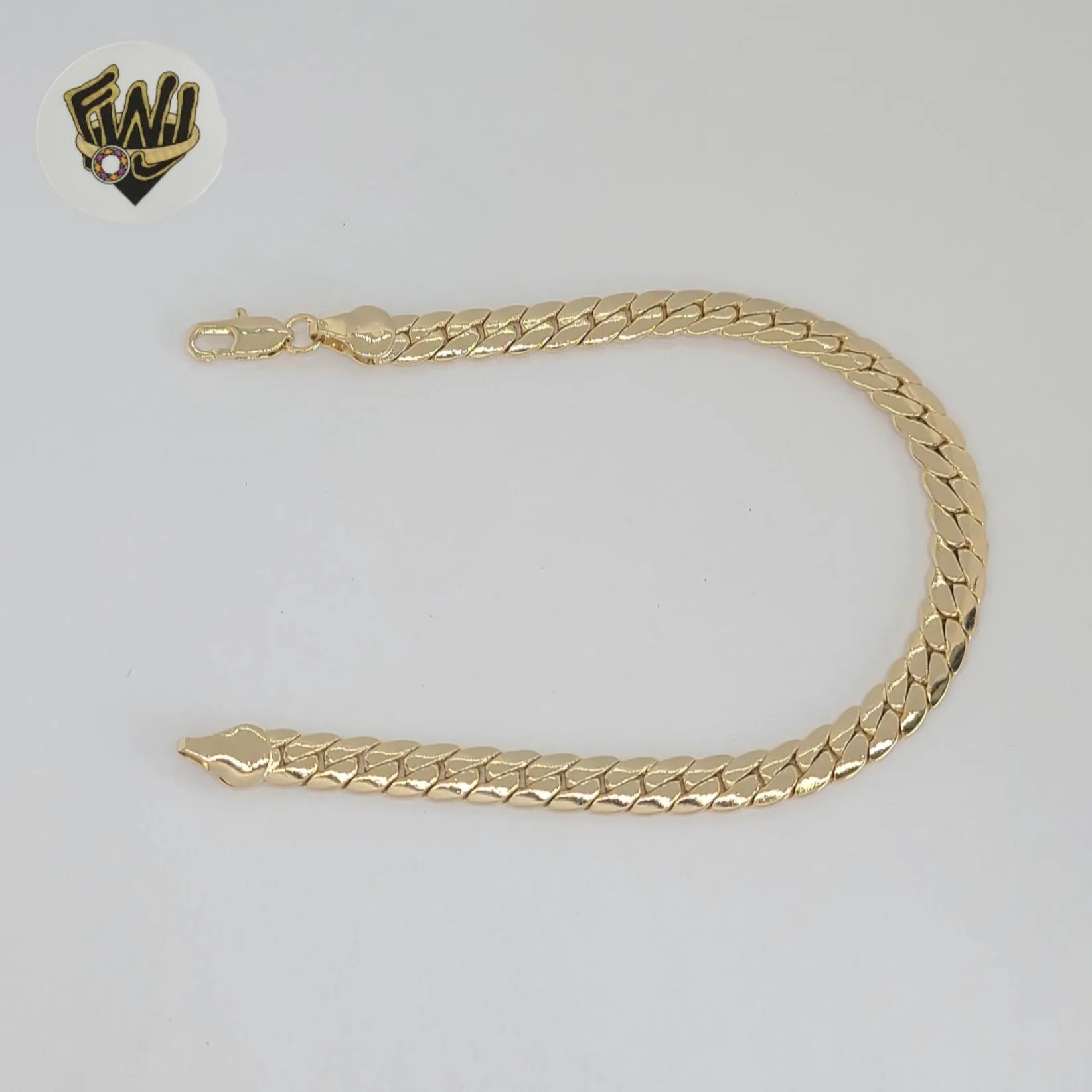 (1-60018) Gold Laminate - 6mm Curb Link Men Bracelet - 8 - BGO