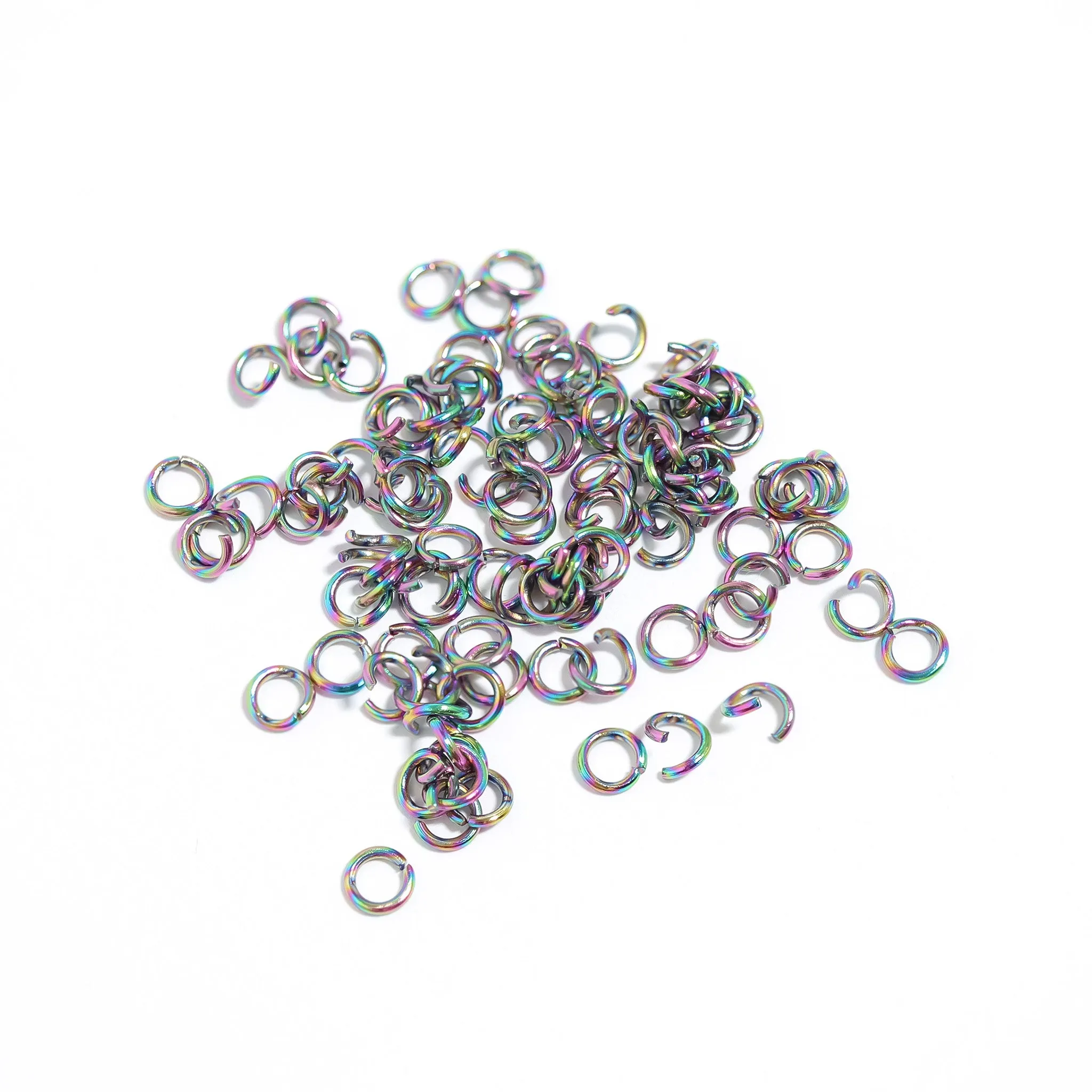 100 Pack Stainless Steel Rainbow Open Jump Rings / ENC0025