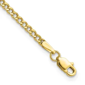 10k 2.5mm Semi-Solid Curb Link Chain Anklet