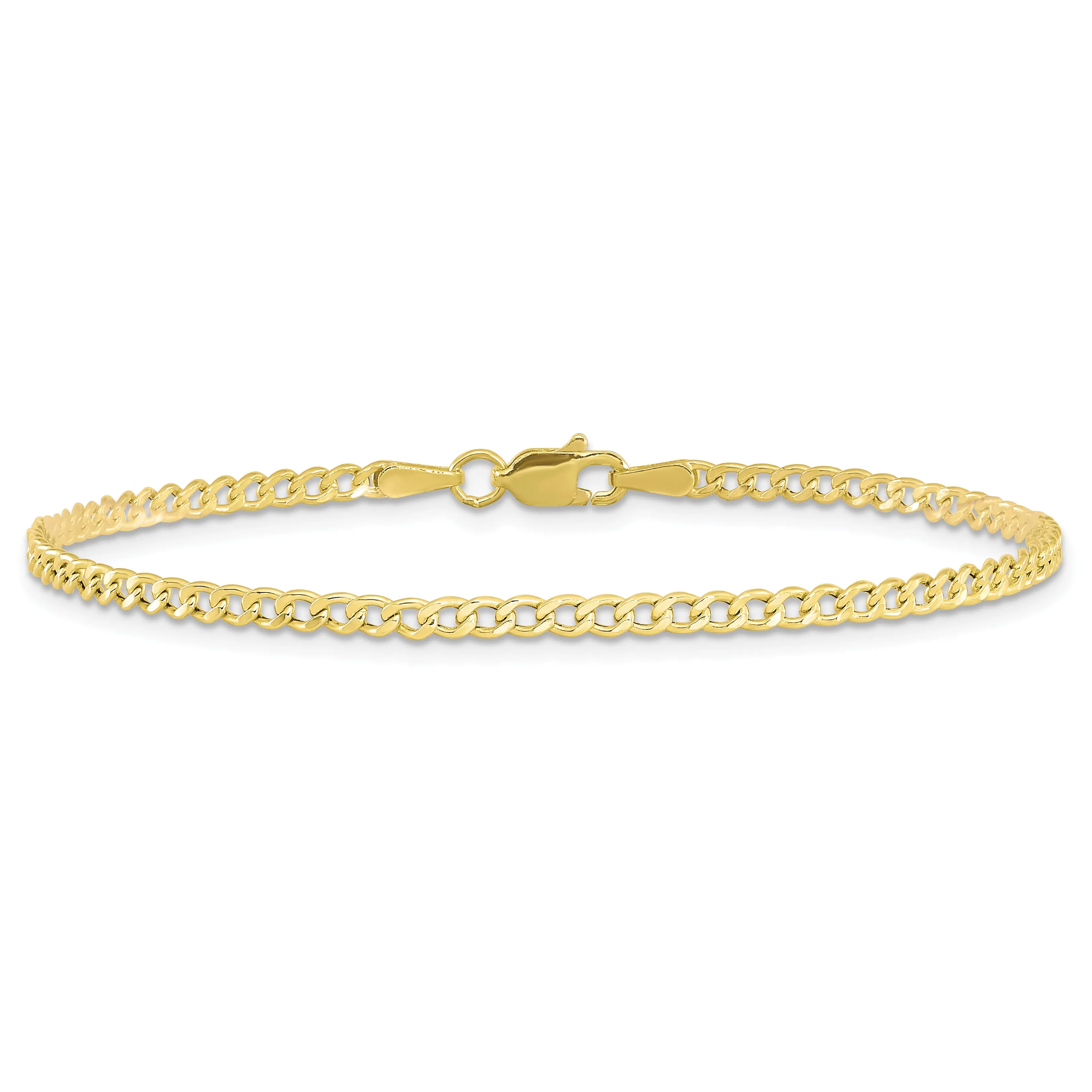 10k 2.5mm Semi-Solid Curb Link Chain Anklet