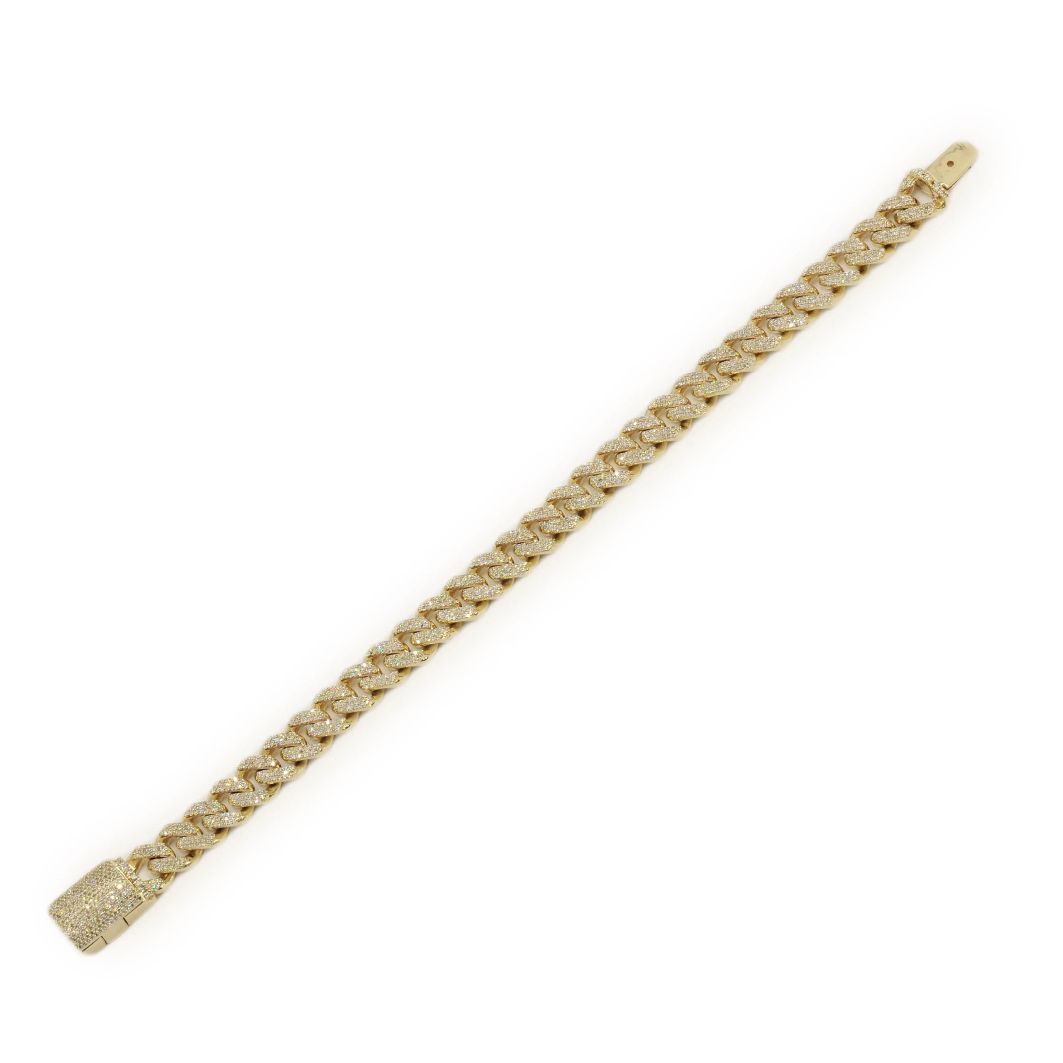 10k Gold 3 Row Diamond Miami Cuban Link 9.75mm Bracelet