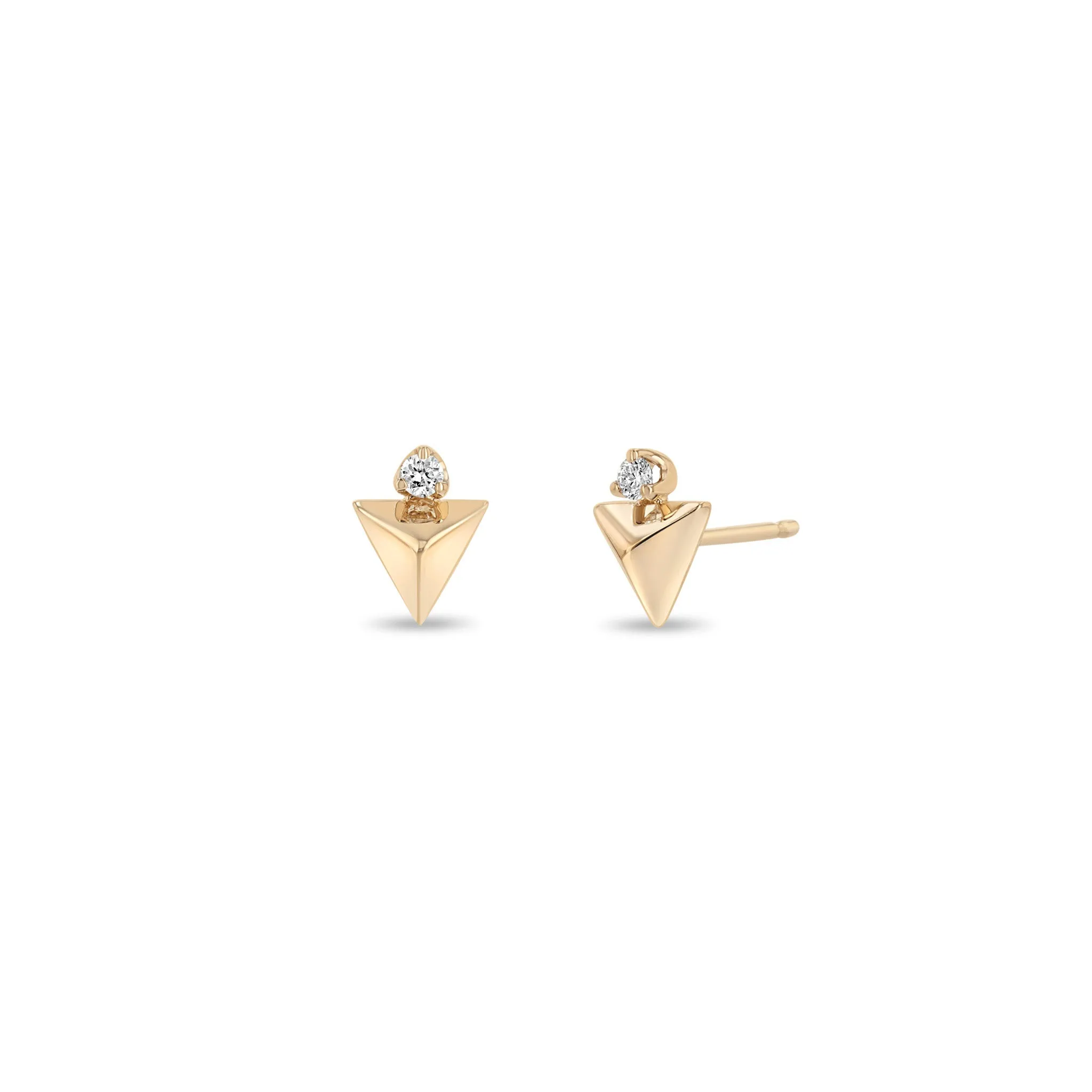 14k Diamond & Triangle Pyramid Studs