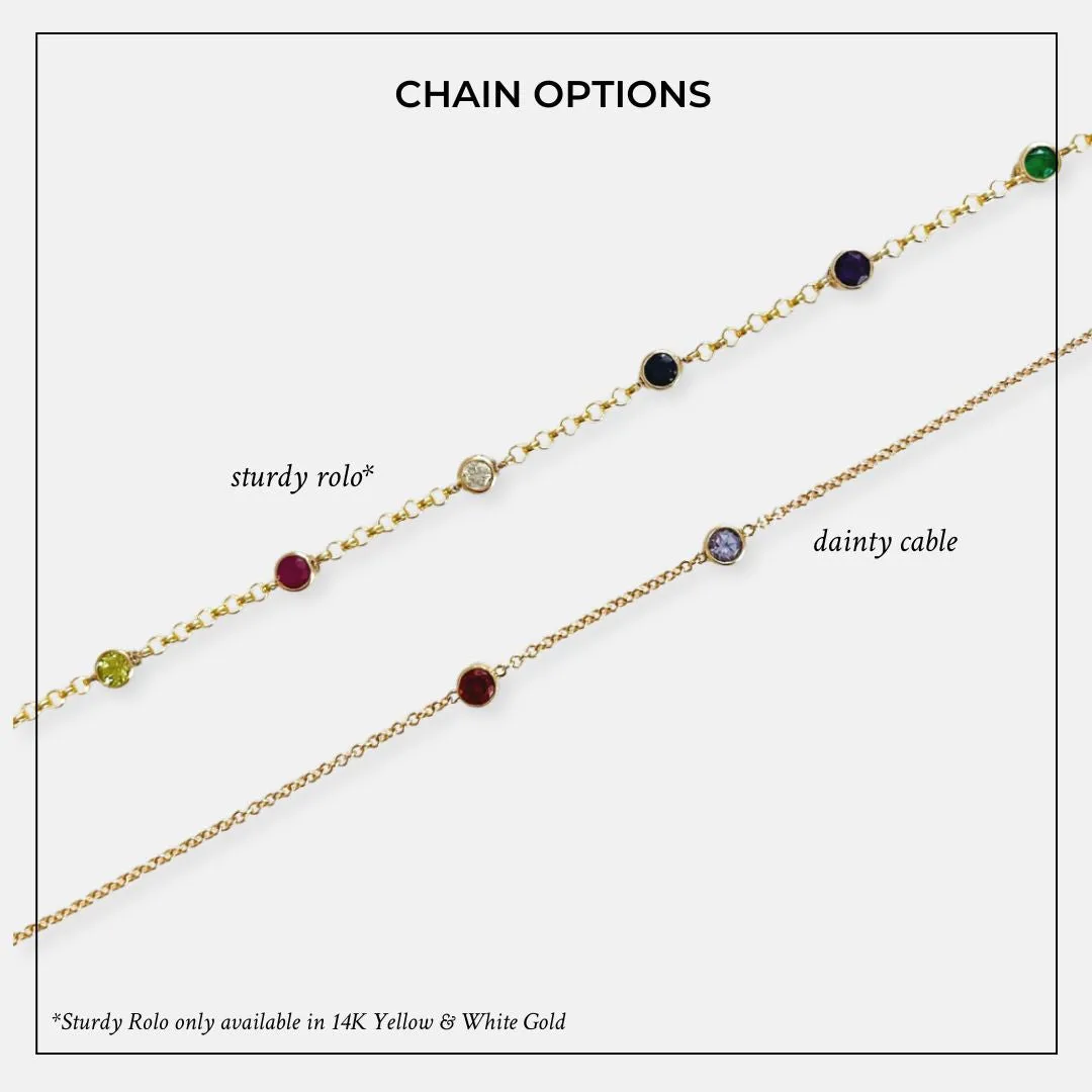 14K Gold 2 Birthstone Charms Bracelet