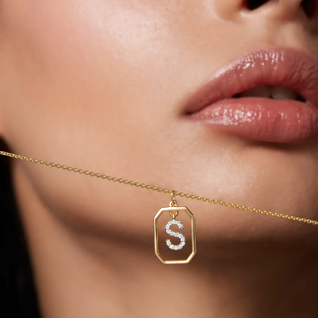 14K Gold Lab-Grown Diamond Letter Necklaces