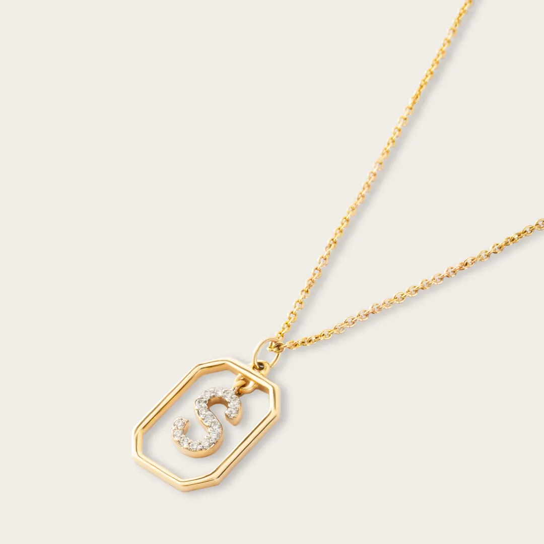 14K Gold Lab-Grown Diamond Letter Necklaces