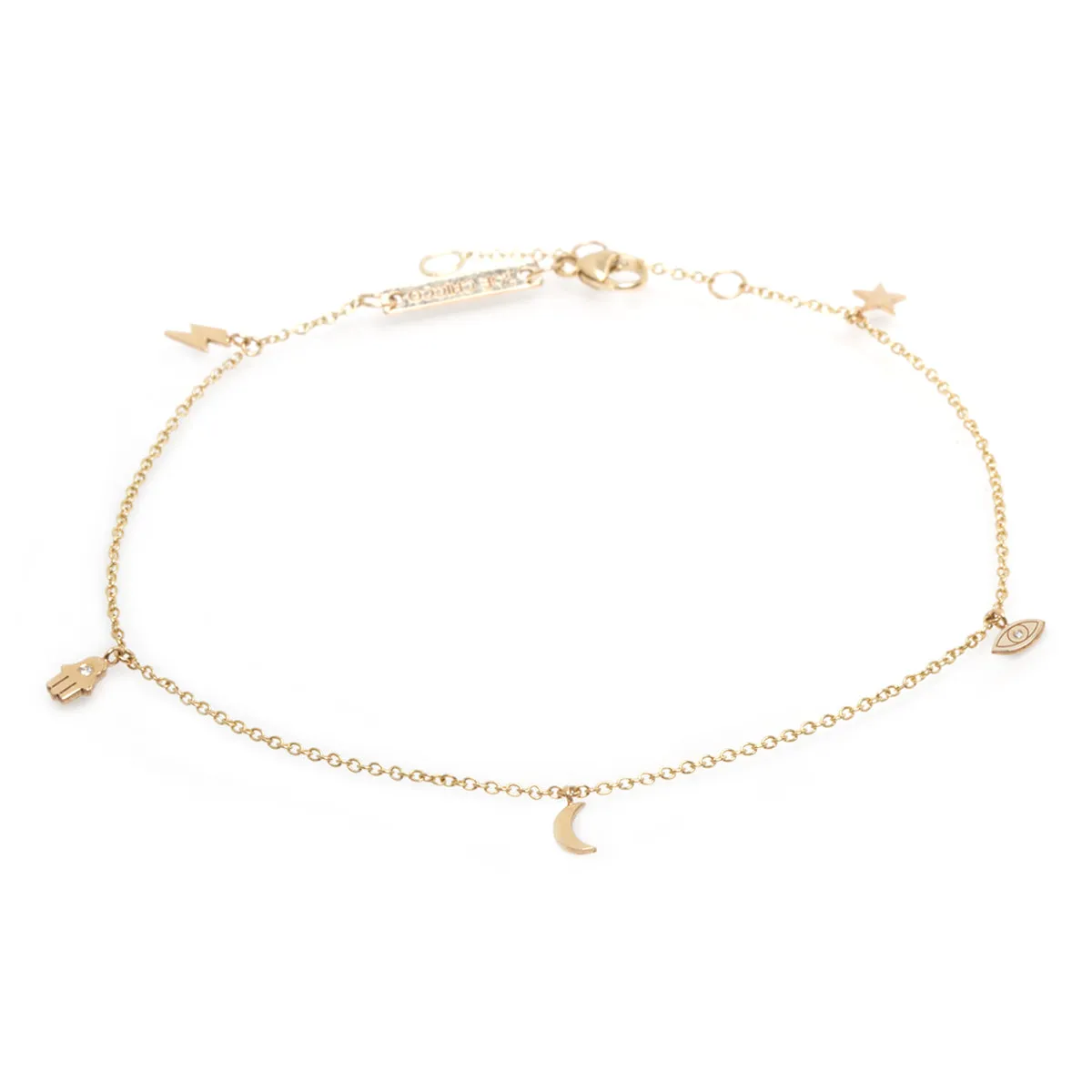 14k itty bitty dangle diamond celestial anklet