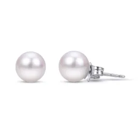 14K White Gold 7mm Akoya Pearl Studs