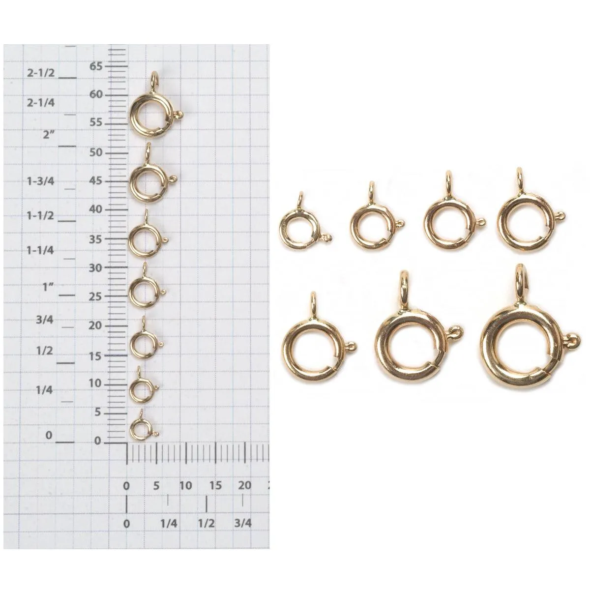 14K White Open Top Spring Rings 4mm to 7mm