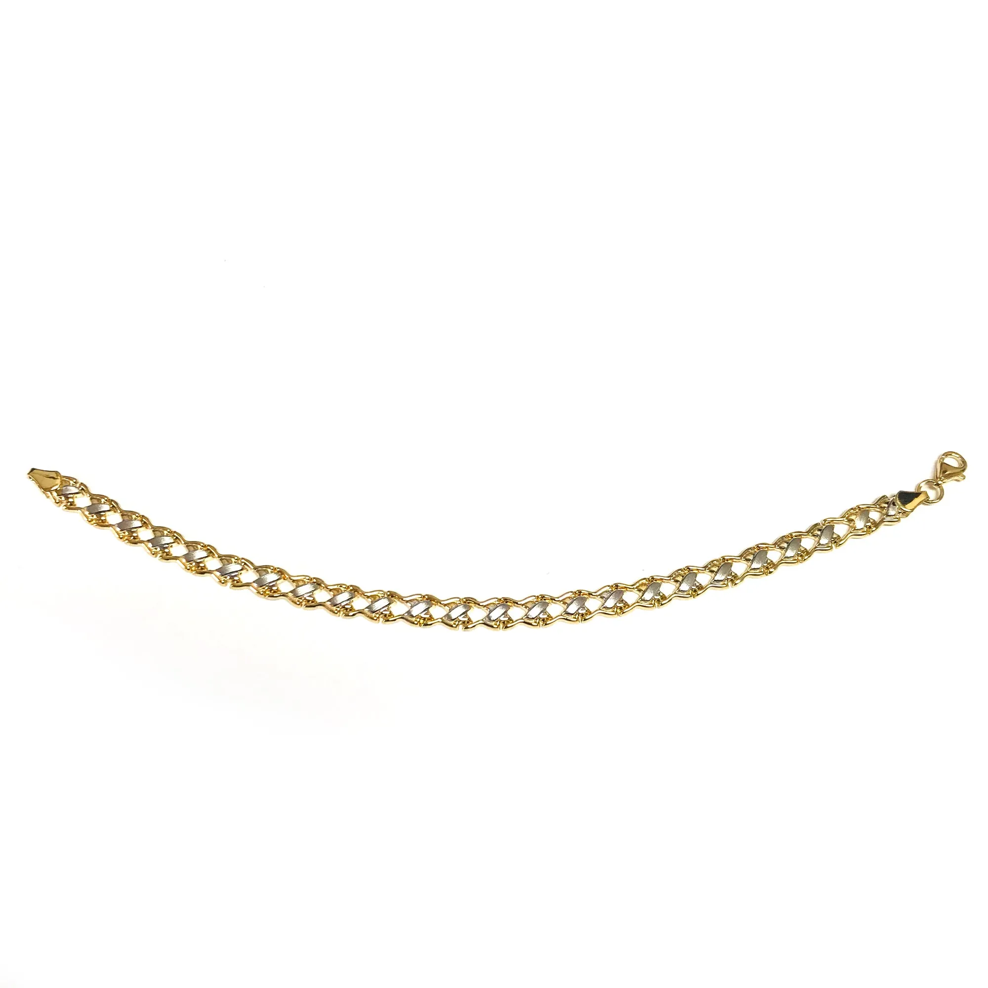 14k Yellow And White Gold Hugs And Kisses  Link Bracelet, 7,25