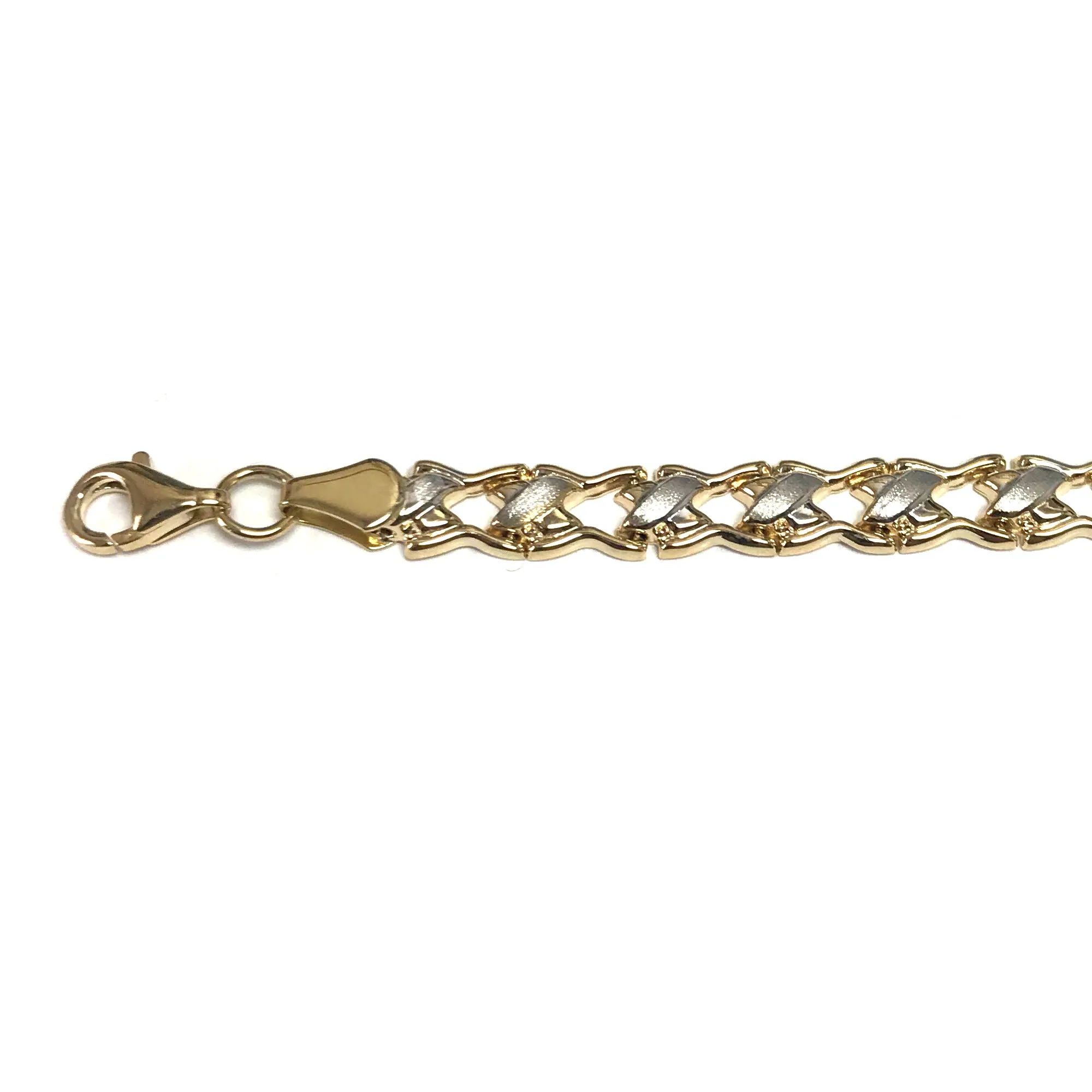 14k Yellow And White Gold Hugs And Kisses  Link Bracelet, 7,25