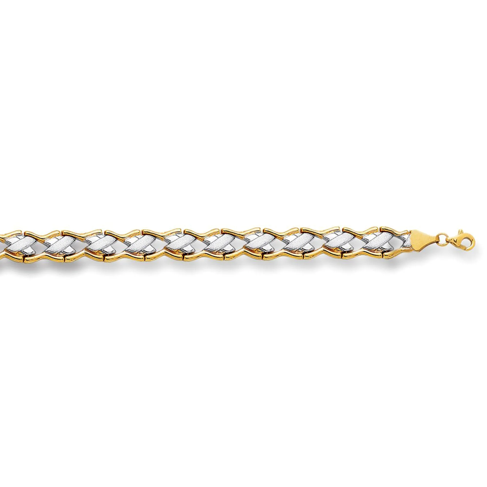 14k Yellow And White Gold Hugs And Kisses  Link Bracelet, 7,25