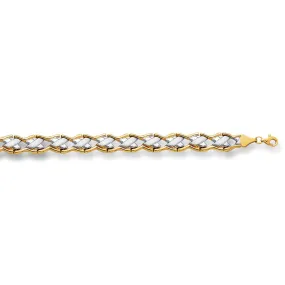 14k Yellow And White Gold Hugs And Kisses  Link Bracelet, 7,25