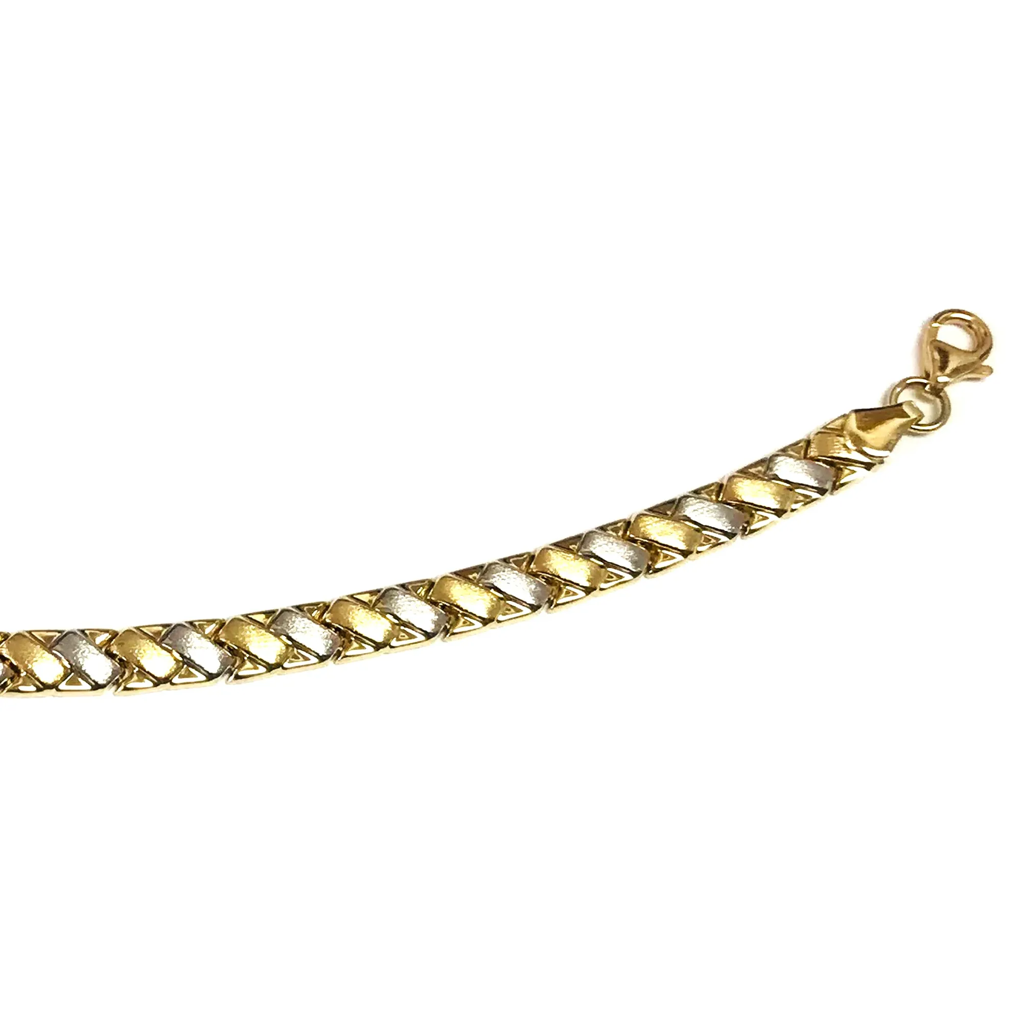 14k Yellow And White Gold Weaved Links Bracelet, 7,25