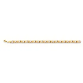 14k Yellow And White Gold Weaved Links Bracelet, 7,25