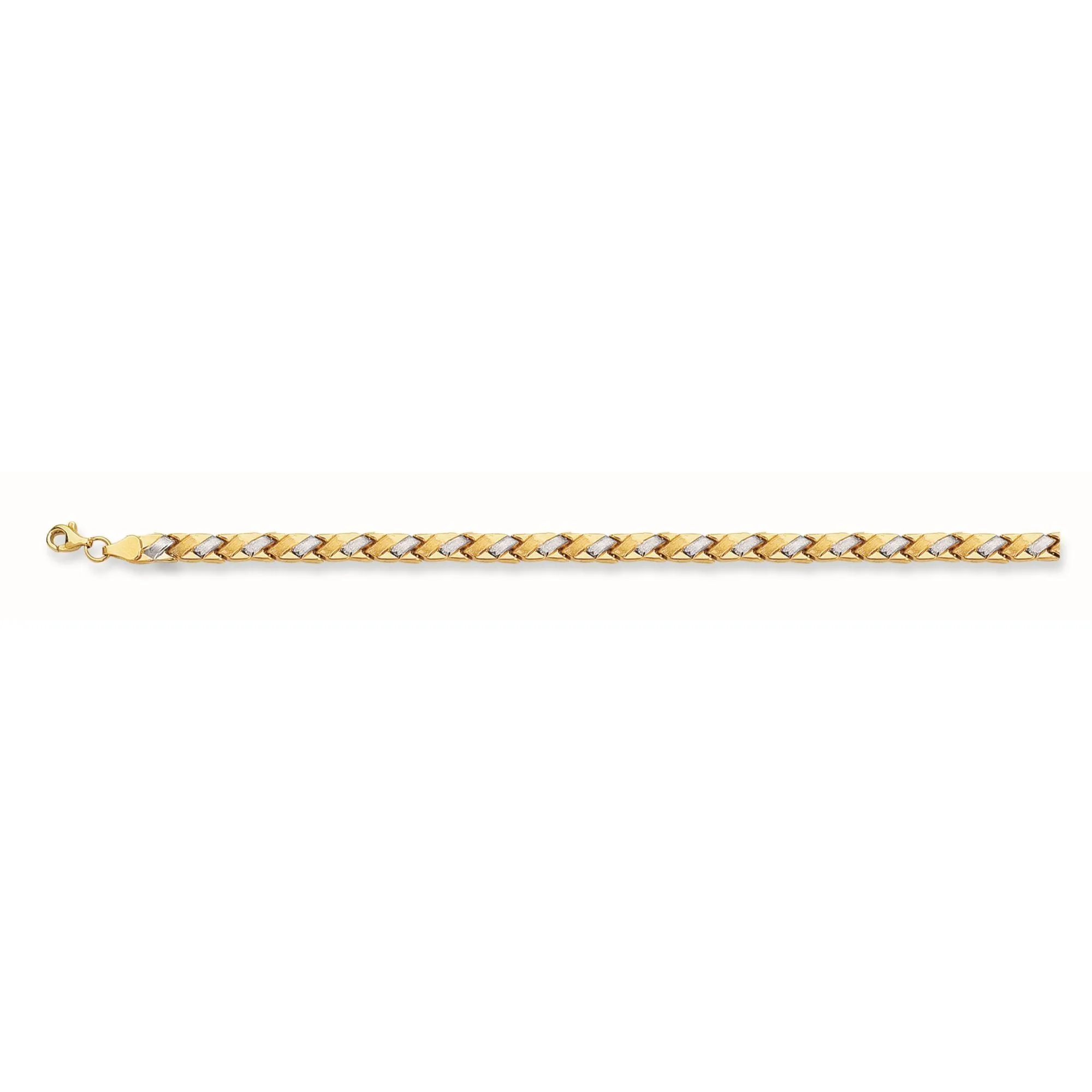 14k Yellow And White Gold Weaved Links Bracelet, 7,25