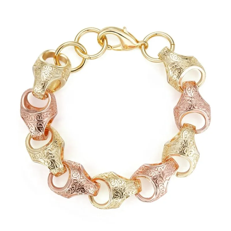 17mm 2 Tone Rose Gold Filled Acorn Bracelet 8/8.5 Inches