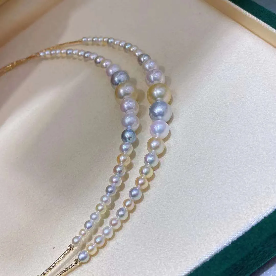 18K Gold Akoya Pearl with South Sea Pearls Necklaces - TS009