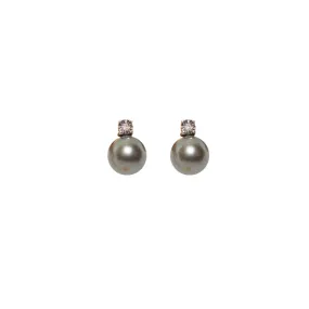 18K Gold Radiant Tahitian Pearl & Diamond Studs