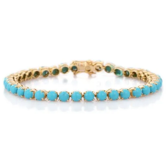 18K Gold Turquoise Eternity Bracelet