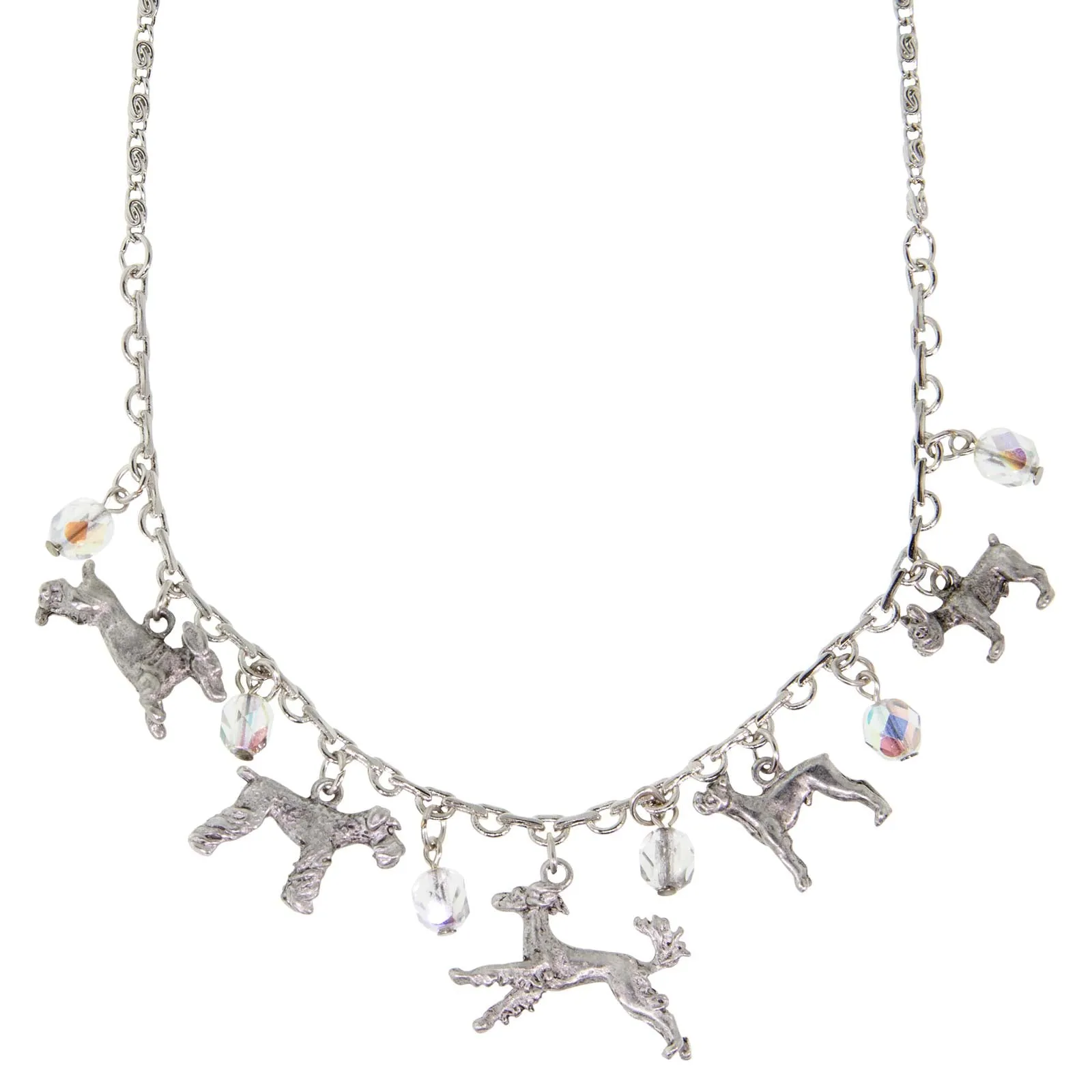 1928 Jewelry Beaded Multi Dog Drop Necklace 16"   3" Extender