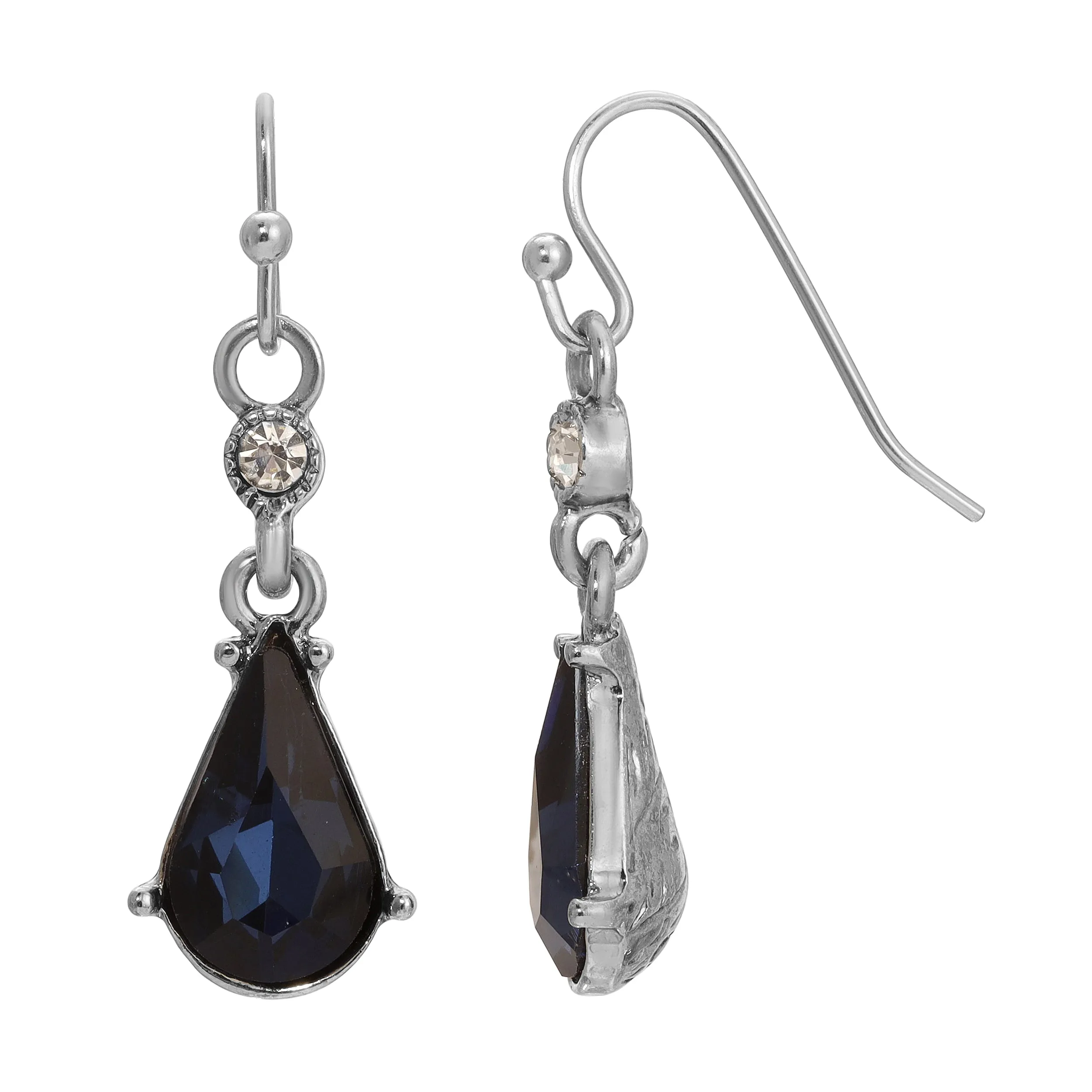 1928 Jewelry Cristal De La Mer Dark Blue Dangling Earrings