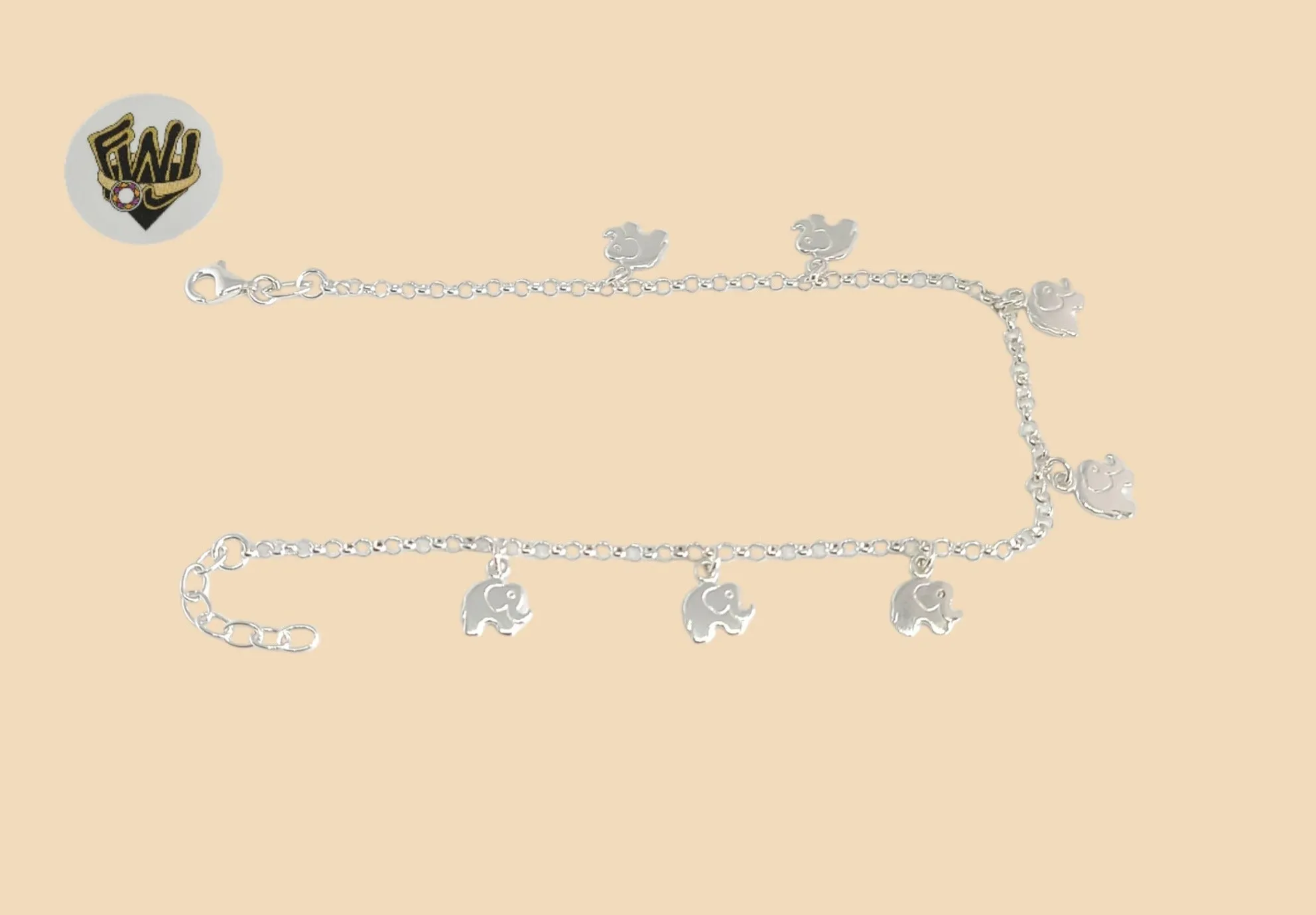 (2-0167-1) 925 Sterling Silver - 2mm Link Charms Anklet - 9