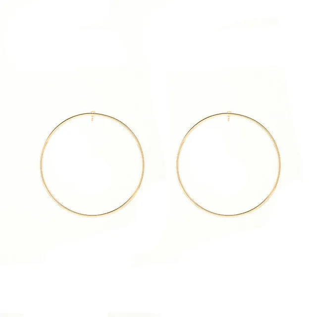 2017 Fashion Lady Delicate Copper Minimalist Style Solid Geometry Round Beautiful Earrings Stud Earrings