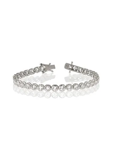 3 MM Sterling Silver Bezel Set Tennis Bracelet