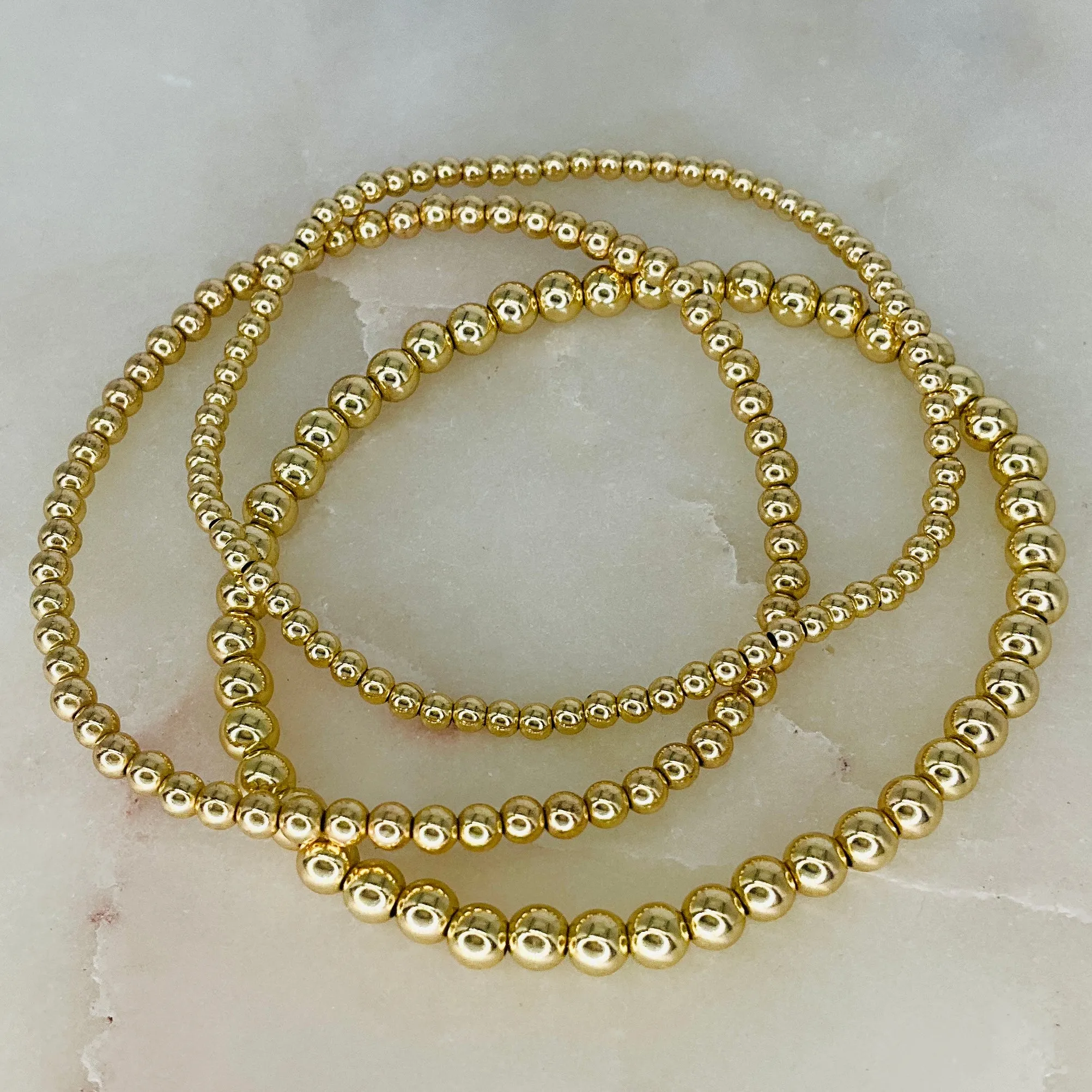 4mm Gold Bead Bracelet