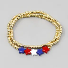 4th Of July Star Beaded Stretch Bracelet Set