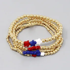 4th Of July Star Beaded Stretch Bracelet Set