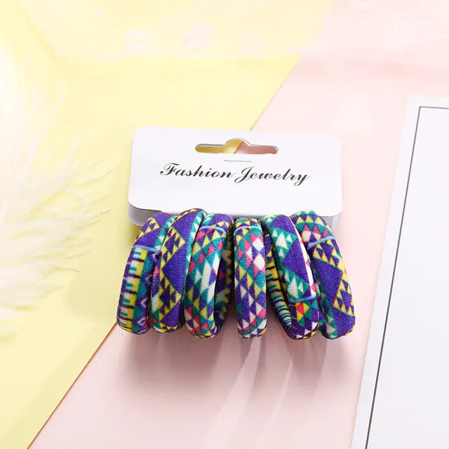 6PCS/Pack New Korean Cotton Print Hair Ropes Leopard High Elastic Headbands Elegant Hair Bands For Women Girls Hair Accessories