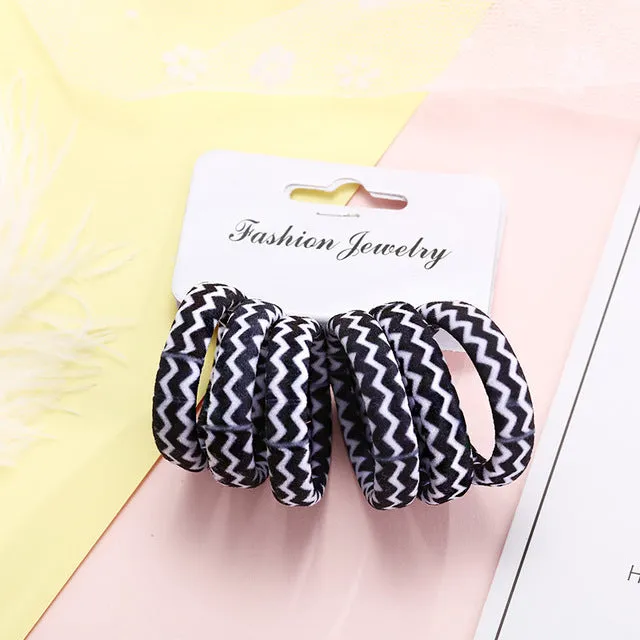 6PCS/Pack New Korean Cotton Print Hair Ropes Leopard High Elastic Headbands Elegant Hair Bands For Women Girls Hair Accessories