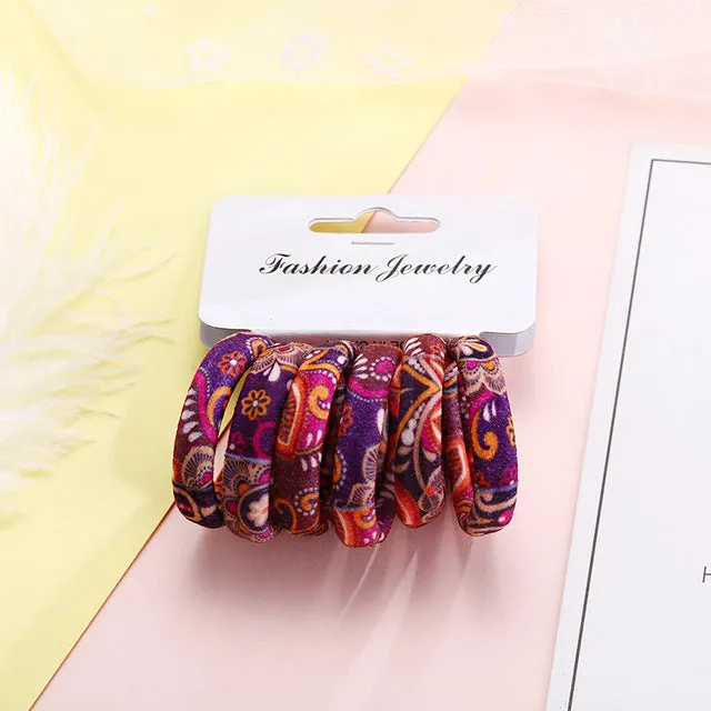 6PCS/Pack New Korean Cotton Print Hair Ropes Leopard High Elastic Headbands Elegant Hair Bands For Women Girls Hair Accessories