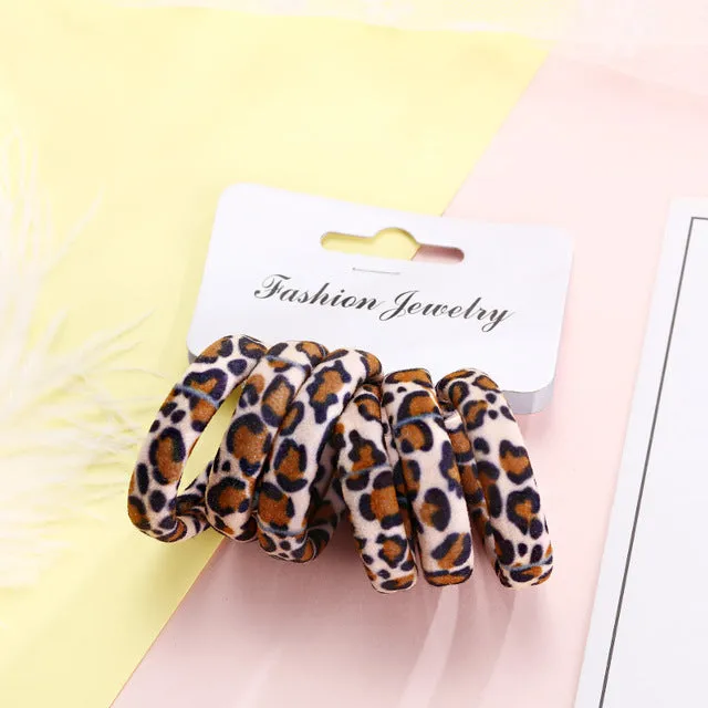 6PCS/Pack New Korean Cotton Print Hair Ropes Leopard High Elastic Headbands Elegant Hair Bands For Women Girls Hair Accessories