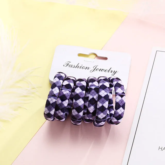 6PCS/Pack New Korean Cotton Print Hair Ropes Leopard High Elastic Headbands Elegant Hair Bands For Women Girls Hair Accessories