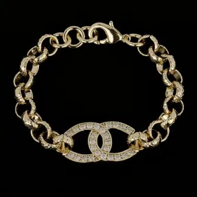 8mm Kids Gold Filled Horseshoe Belcher Bracelet Stones 6/6.5 Inch