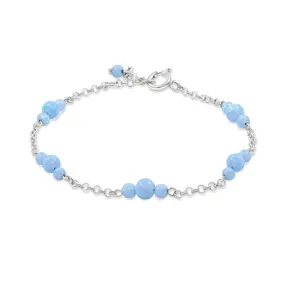 925 Silver Women's Opal Bracelet - Handmade October Birthstone Gift